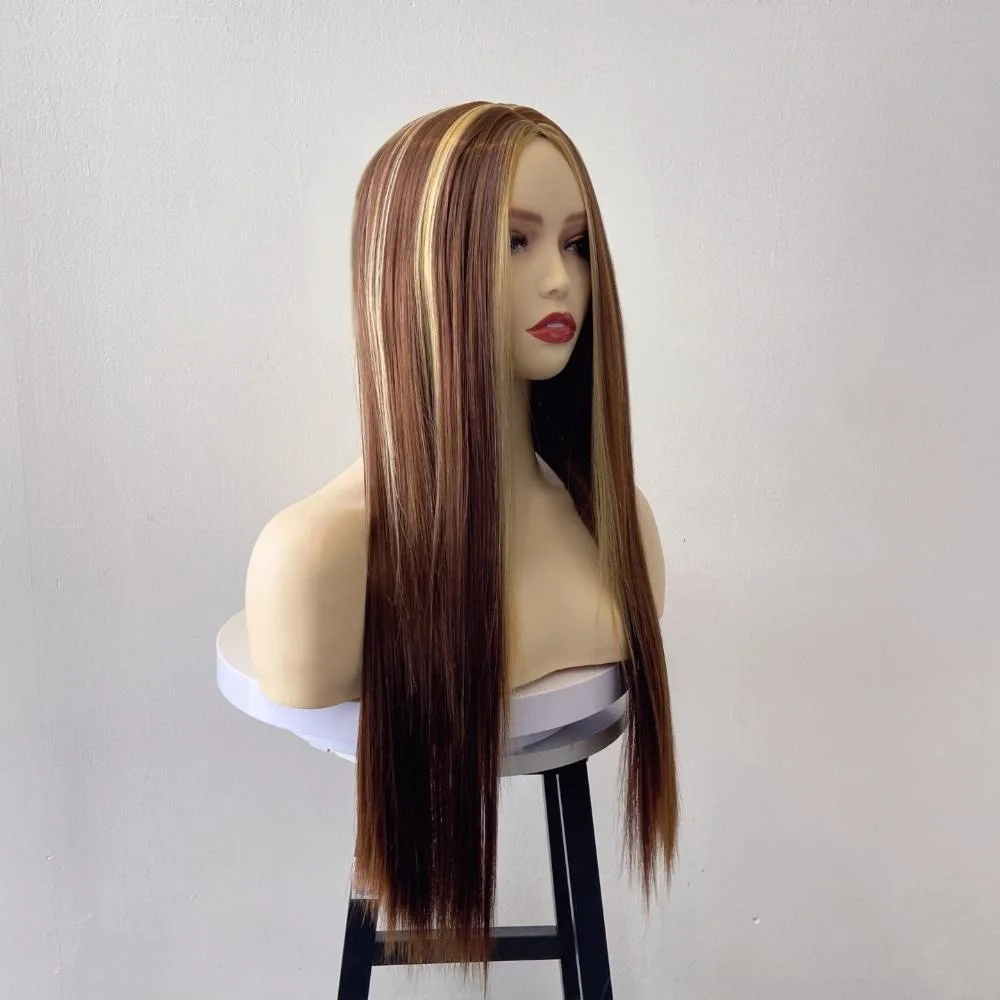Straight brown dyed wig design, breathable mesh cap for easy wearing, a gift for good friends and girlfriends