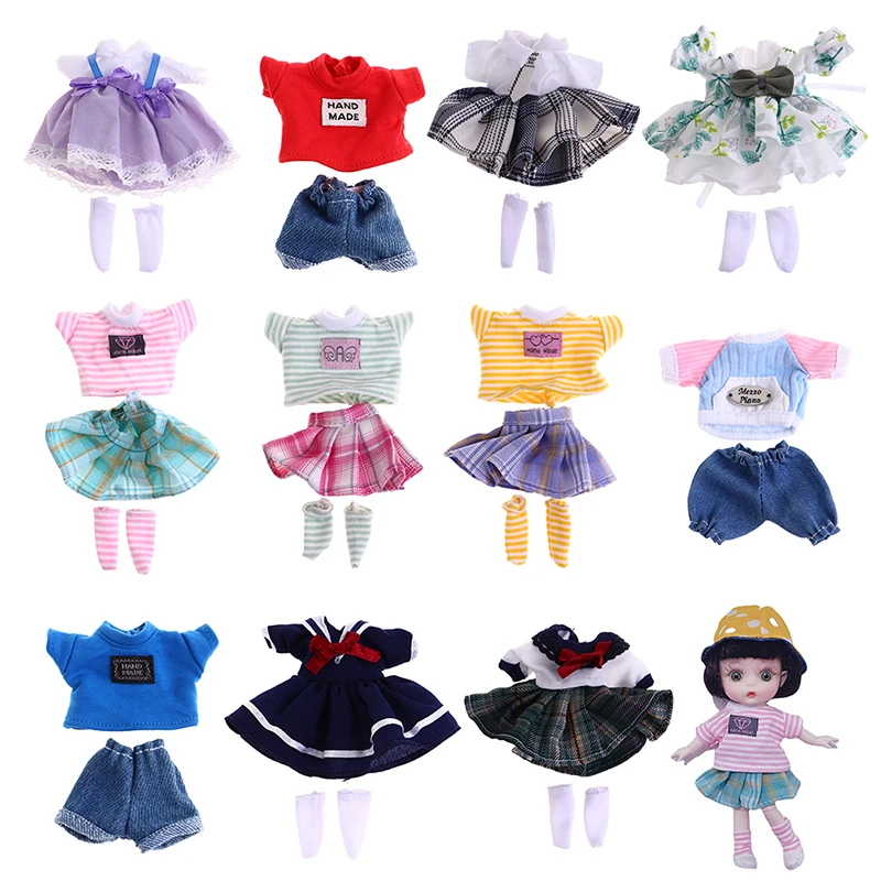 Clothes For dolls 16-17cm OB11 Doll Clothes T-shirt Dress 1/8 Dolls Accessories