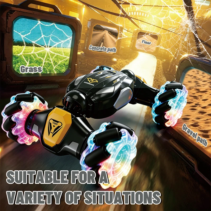 Gesture Sensing RC Twist Stunt Car 4WD Mecanum Wheel Remote Control Drift Car with LED Light Kids Toy Gift