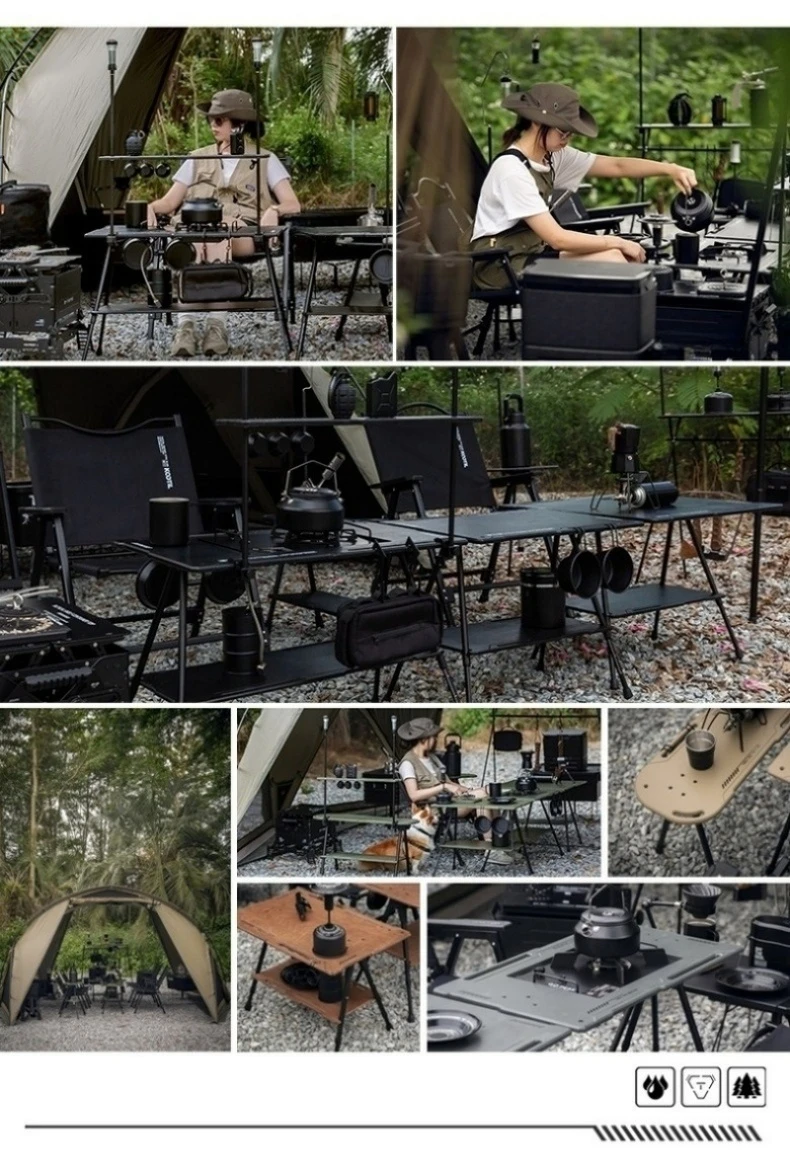 

Outdoor IGT Table, Camping Foldable Hexagon Table, Portable Tactical BBQ Table for Picnic, Multifunctional Camp Gear with Fire P