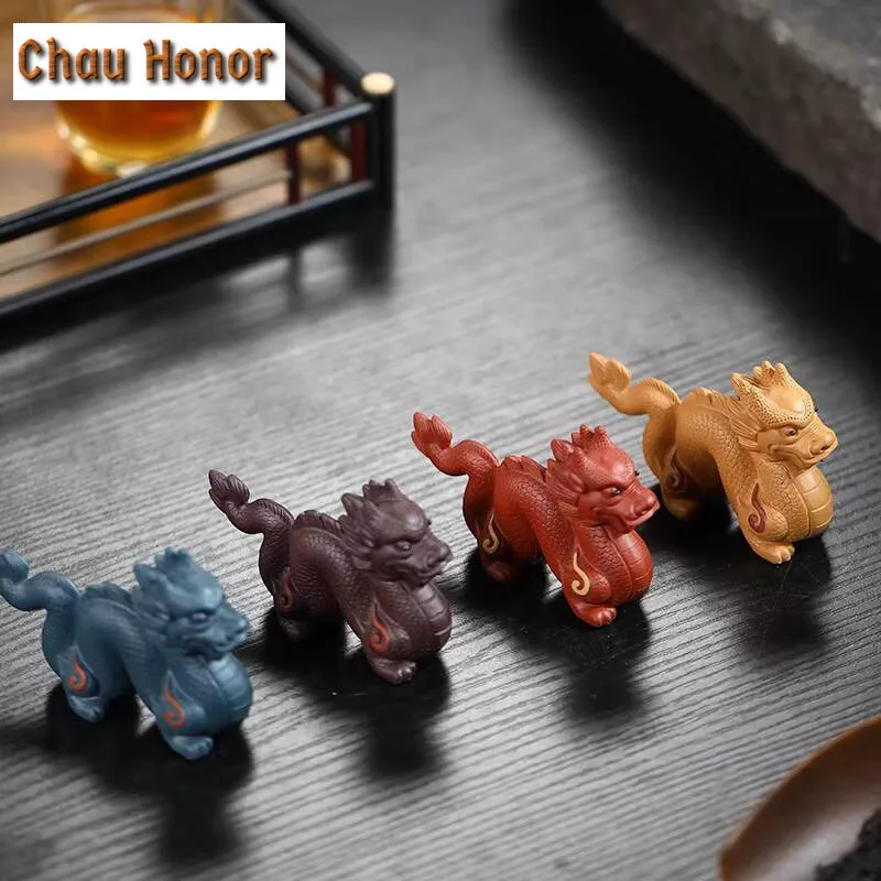 

Yixing Purple Clay Tea Pet Lucky Zodiac Dargon Statue Ornaments Handmade Tea Figurine Crafts Chinese Zisha Tea Set Decoration