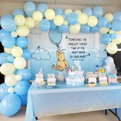 Cartoon Pooh Pastel Blue and Yellow Baby Shower Balloon Garland Kit Winnie the Pooh Bear 1st Birthday First Bee Day Balloon Arch