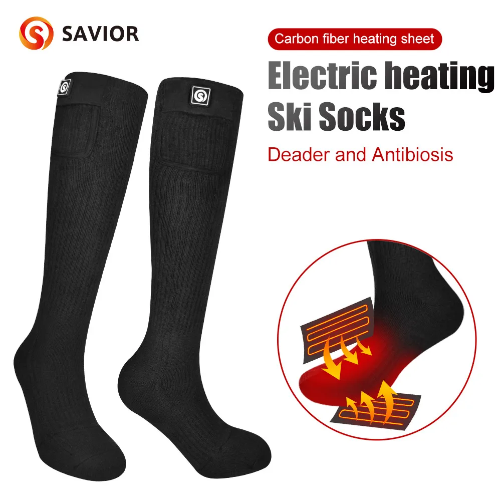 SAVIOR-calcetines térmicos de invierno para adulto, medias térmicas impermeables con batería recargable, para montar en moto