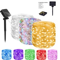 LED Solar Copper Wire Lights, Fairy String Lights – Outdoor Waterproof Decorative Ambient String Lights for Gardens