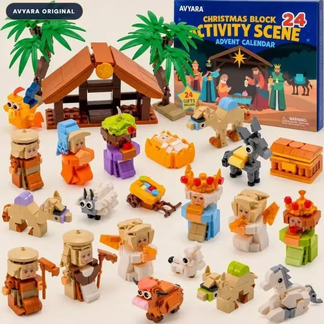 Plastic Dolls 3D Nativity Advent Calendar 2026 Building Blocks 24 Days Countdown Ornament Friends Festival Christian Xmas Gift