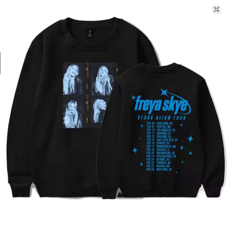 

Freya Skye Stars Align Tour 2026, толстовка большого размера для женщин и мужчин, толстовка с круглым вырезом и длинными рукавами, повседневный спортивный костюм
