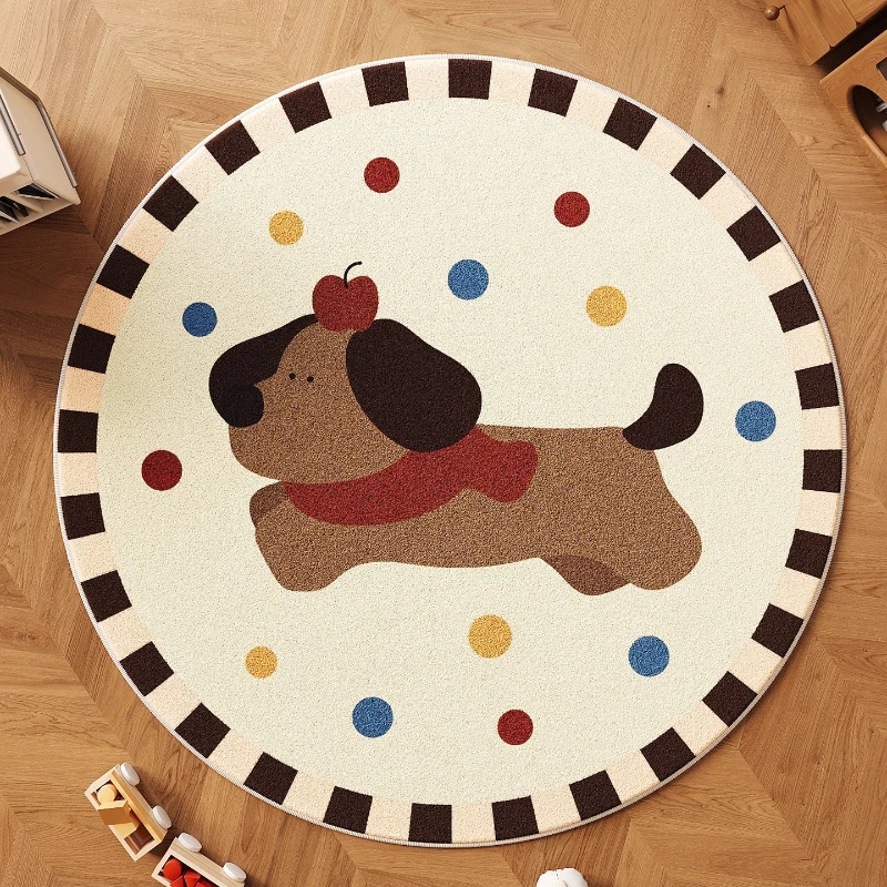 Round Cartoon Dog Animal Plush Children Room Carpet Advanced Ins Reading Area Bedroom Fluffy Soft Carpets