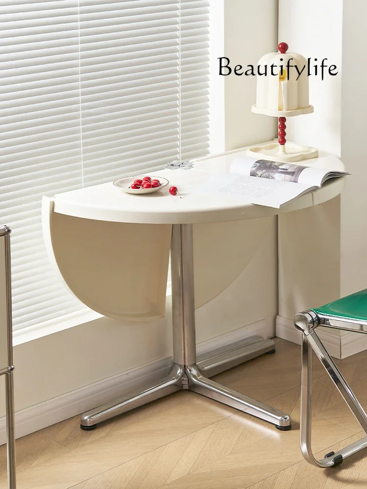 B Medieval Foldable Multi-functional Round Table Designer Semi-round Dining Table Household Small Apartment Coffee Table