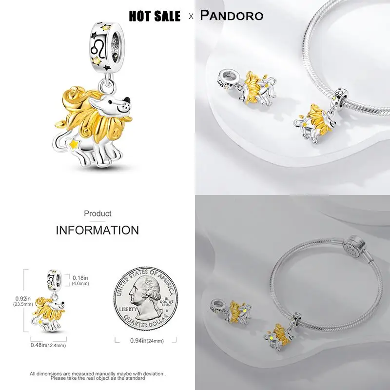 Original pandora charme pulseira, frisada pingente de ouro, criativo margarida, lua, cor do ouro, diy, fit, 925 prata, quente, 2024