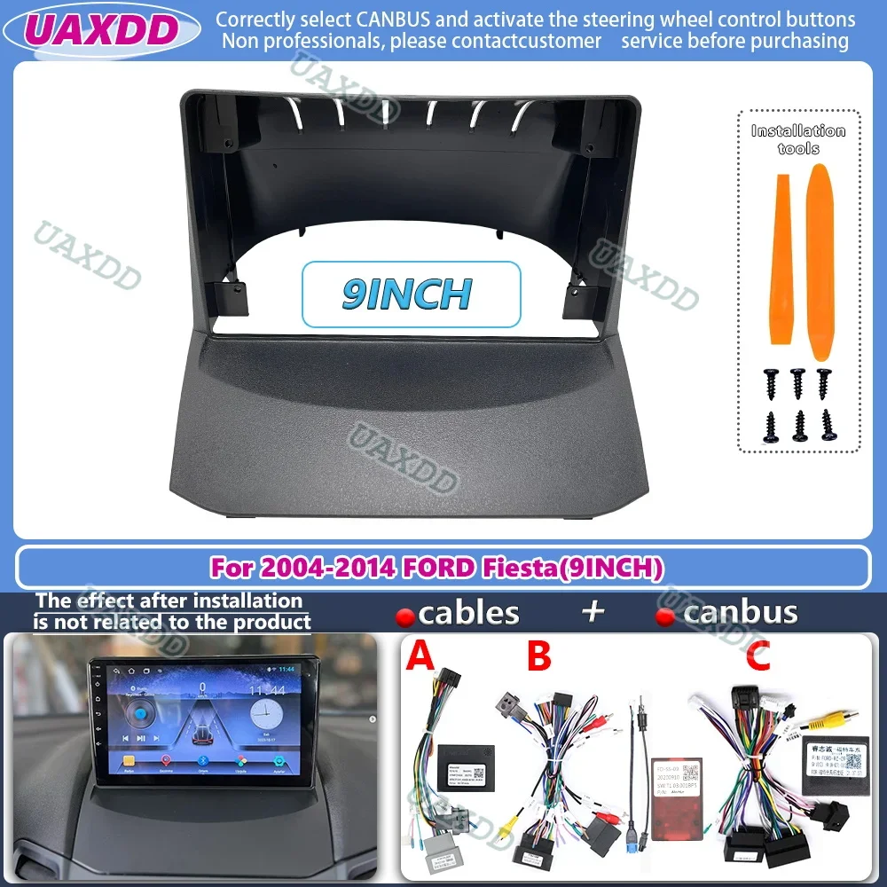 

9 Inch Car Fascia for For Ford FIESTA 2004-2014 Video Panel Player Audio Dashboard 2 Din Frame Dashboard Mount Kit radio canbus