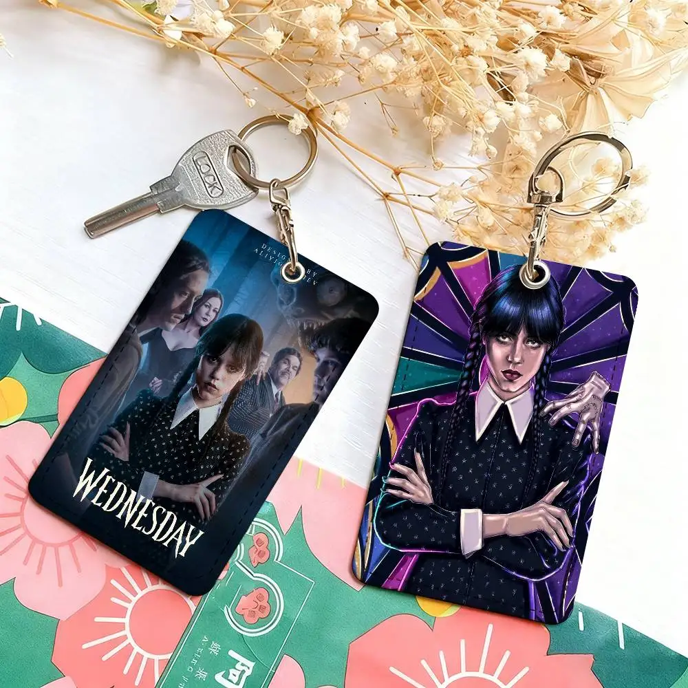 Wednesday 1 Card Holder, Leather Card Storage Box, Key Chain, Access Tag Holder, ID Card Holder, Key Chain