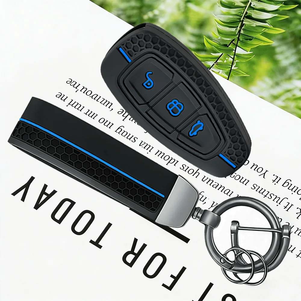 New Car Key Pack for Ford ST Line Fiesta Focus Mondeo Ecosport Kuga Edge Escape Metallic Silicone Car Key Fob Case Accessories