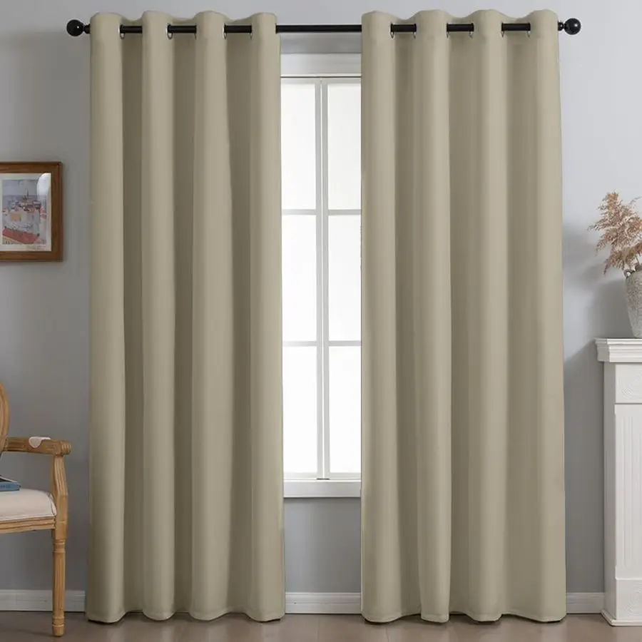 

Curtains 63 inches 2 Panels 100 Blackout Drapes for Bedroom Living Room Darkening