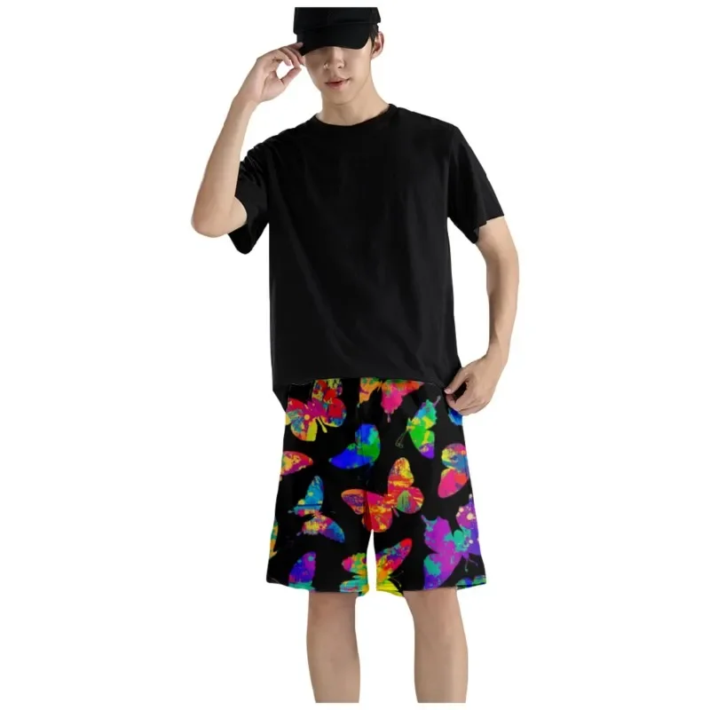 Butterflies Print Men's Waist Shorts Quick Dry Breathable Polyester Shorts Streetwear Daily Shorts Clothing Bottoms