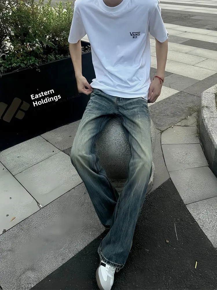 

Мужские джинсы Cleanfit Slim Fit с высокой талией, прямые, повседневные, удобные, из полиэфирного волокна, в американском стиле