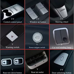 Car Interior Accessories Kits Door Handles Up Window Button Center Console Air Vents for Tesla Model 3/Y Aluminum Alloy Whole