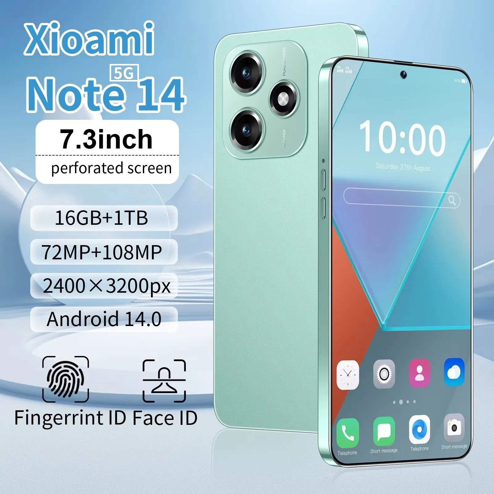 2025 Xioami Note 14 Smartphone 16GB + 1TB Almacenamiento de gran capacidad 7800mAh Teléfono global original 5G Tarjeta dual Teléfono desbloqueado