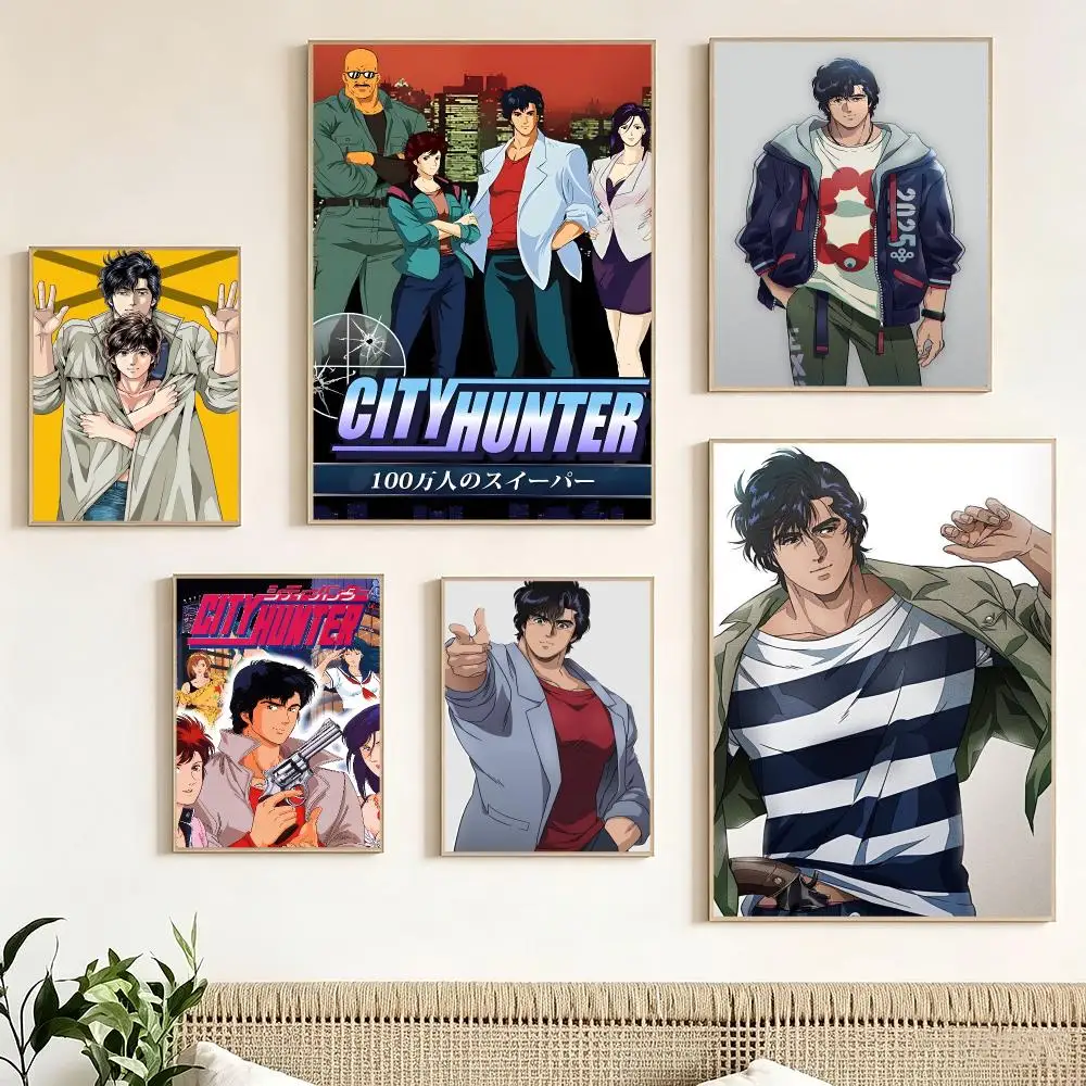 Japanese Anime C-City Hunter Poster Pegatina artistica HD autoadhesiva impermeable para salon dormitorio