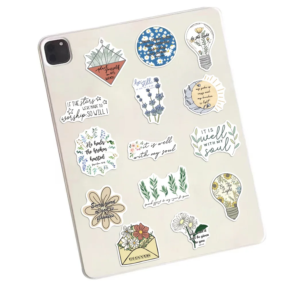 50/200 قطعة الكتاب المقدس إقتباس ملصق حزم ل لوحة الديكور حقائب الهاتف DIY بها بنفسك مقاوم للماء دفتر الاطفال القرطاسية الدعاوى