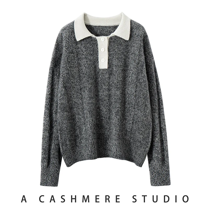 Winter New 100% Pure Cashmere Sweater Knitted Pullover Women\'s High Quality Thickened Tops Female Solid Loose Large Size Shirt