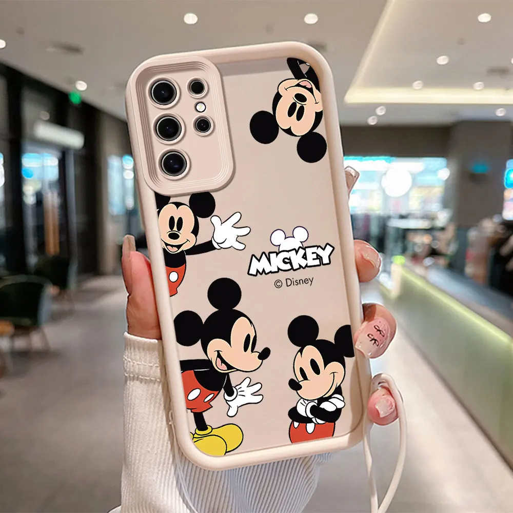 Mickeys Minnie Hot classic Phone Case for OPPO A5 A7 A16 A17 A38 A53 A54 A55 A58 A72 A74 A76 A78 A94 4G 5G Cover With Hand Strap