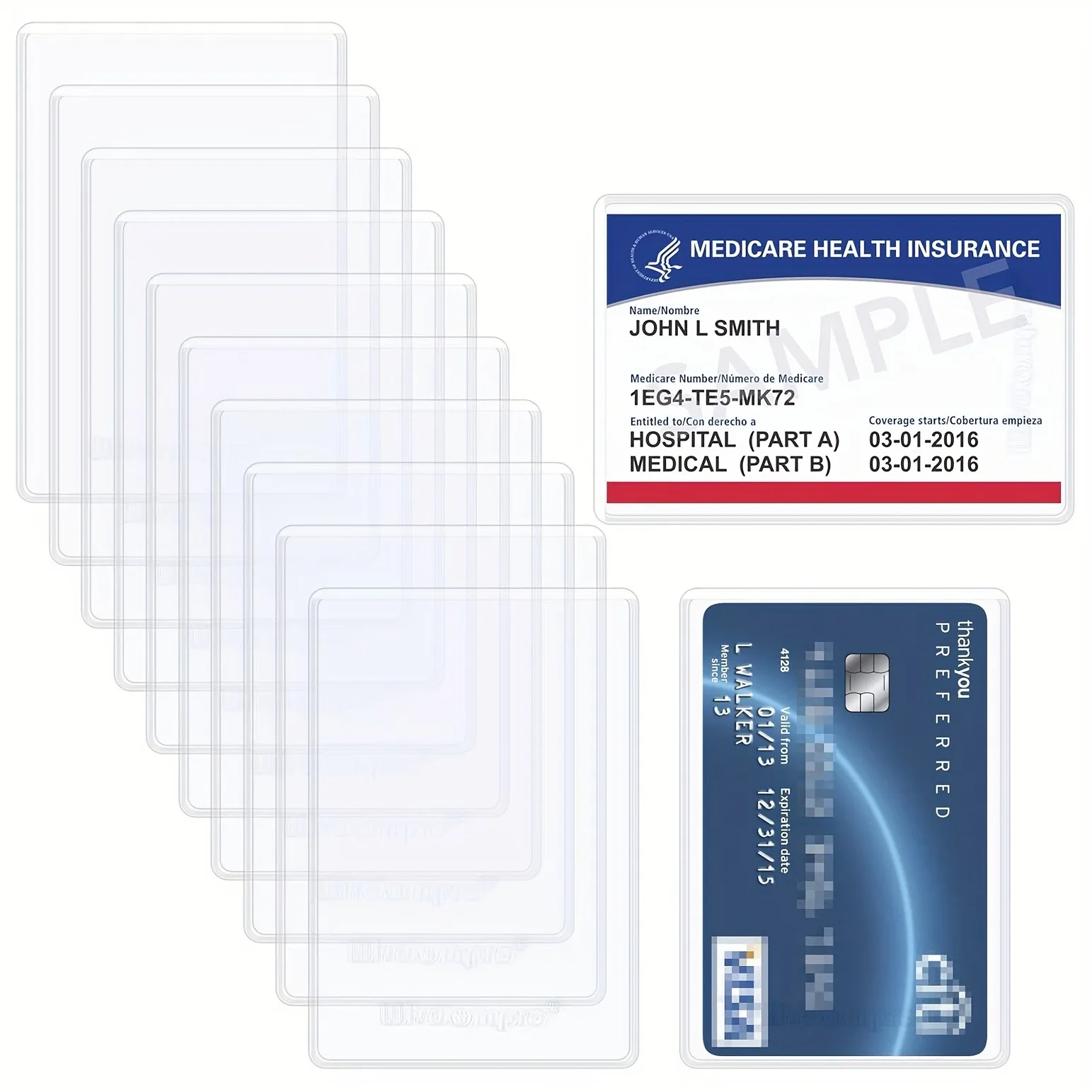 10Pcs Waterproof Clear Plastic Card Protector Sleeves Soft ID Card Holders for Credit/Access/Gaming Cards