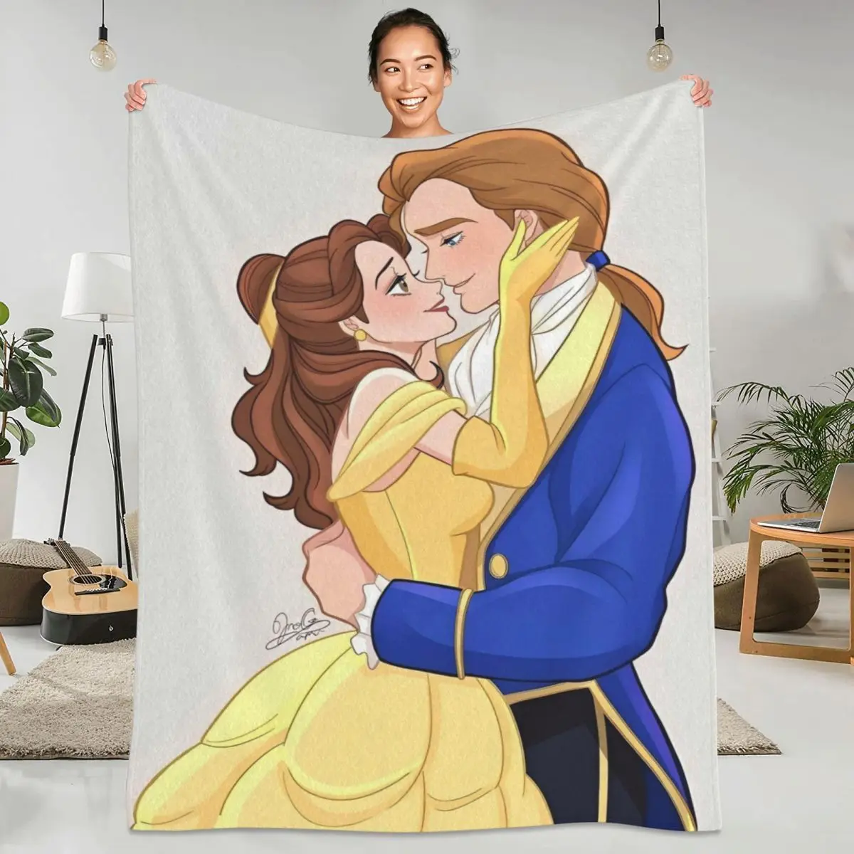 Beauty And The Beast Blanket American Musical Romantic Fantasy Film Decorative Plush Throw Blanket Home Decor Flannel Bed Cover