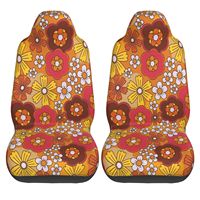 Hippie Flower Pattern Car Seat Covers Set of 2 Front Bucket Seat Protector Accessories Universal Fit Most Cars Trucks