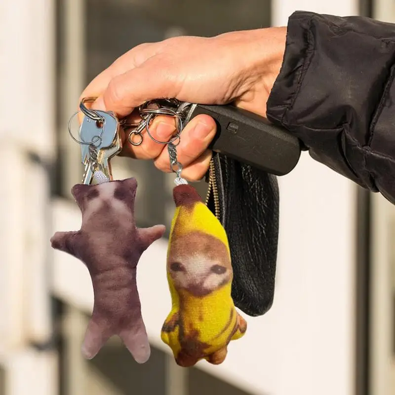 Kitten Keychain Chinese Keychain Acoustic Keychain Hook Design Not Easy To Fade Banana Cat Design Sound Design for Bag decor