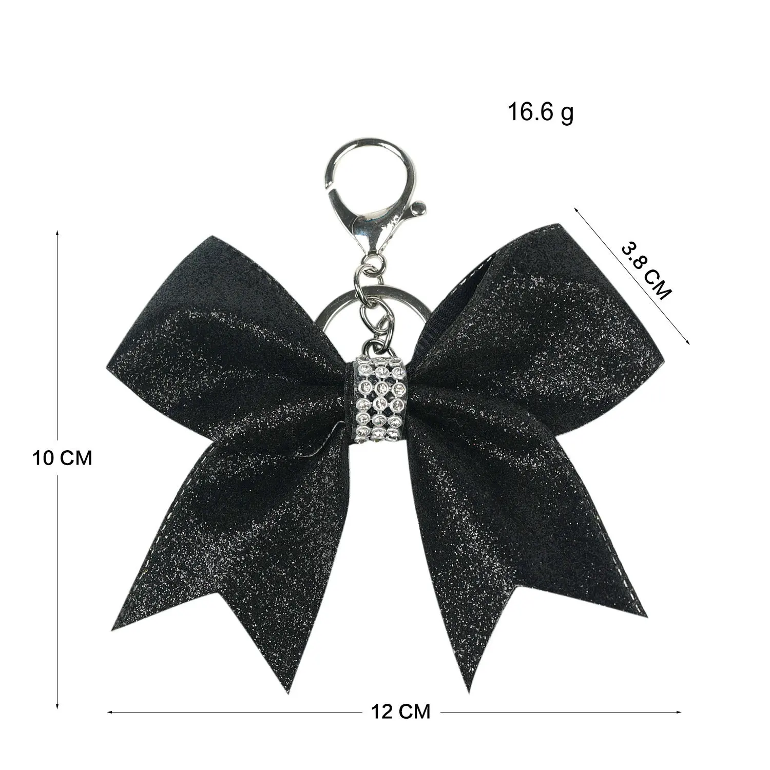 12 CM Fashion Sparkling Glitter Cheerleading Hair Bow Glitter Grosgrain Ribbon Bows Key Ring For Girls And Women