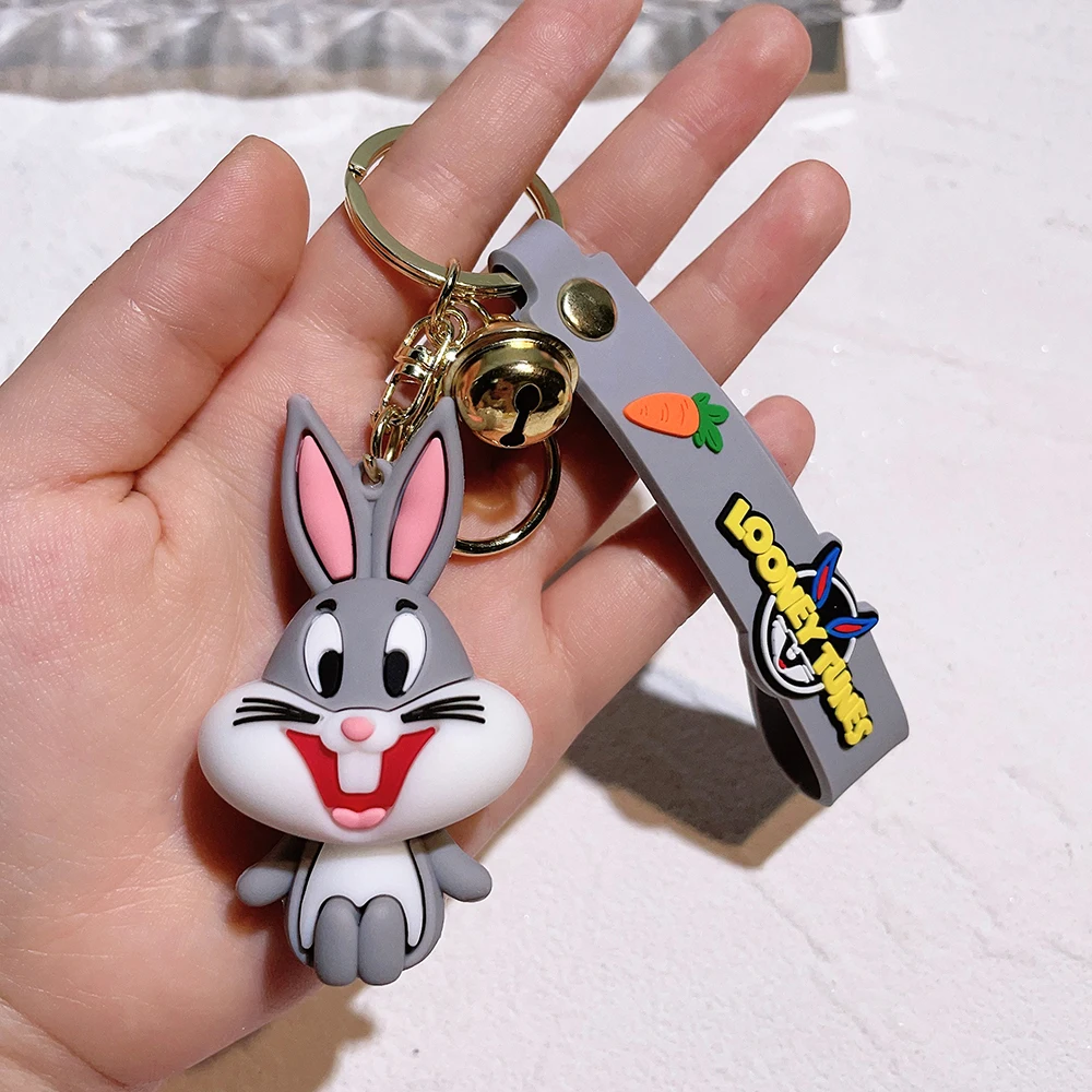 Anime Looney Tunes Keychain Cartoon Bugs Bunny Daffy Duck Tweety Bird Figure Toys Model Silicone Pendant Jewelry Accessories