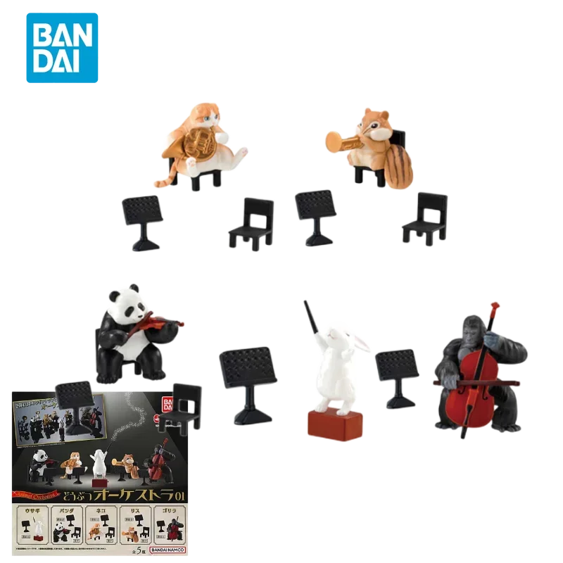 

Bandai Original Animal Orchestra Anime Figure 01 Panda Cat Rabbit Squirrel Orangutan Gashapon Action Figure Toys for Kids Gift