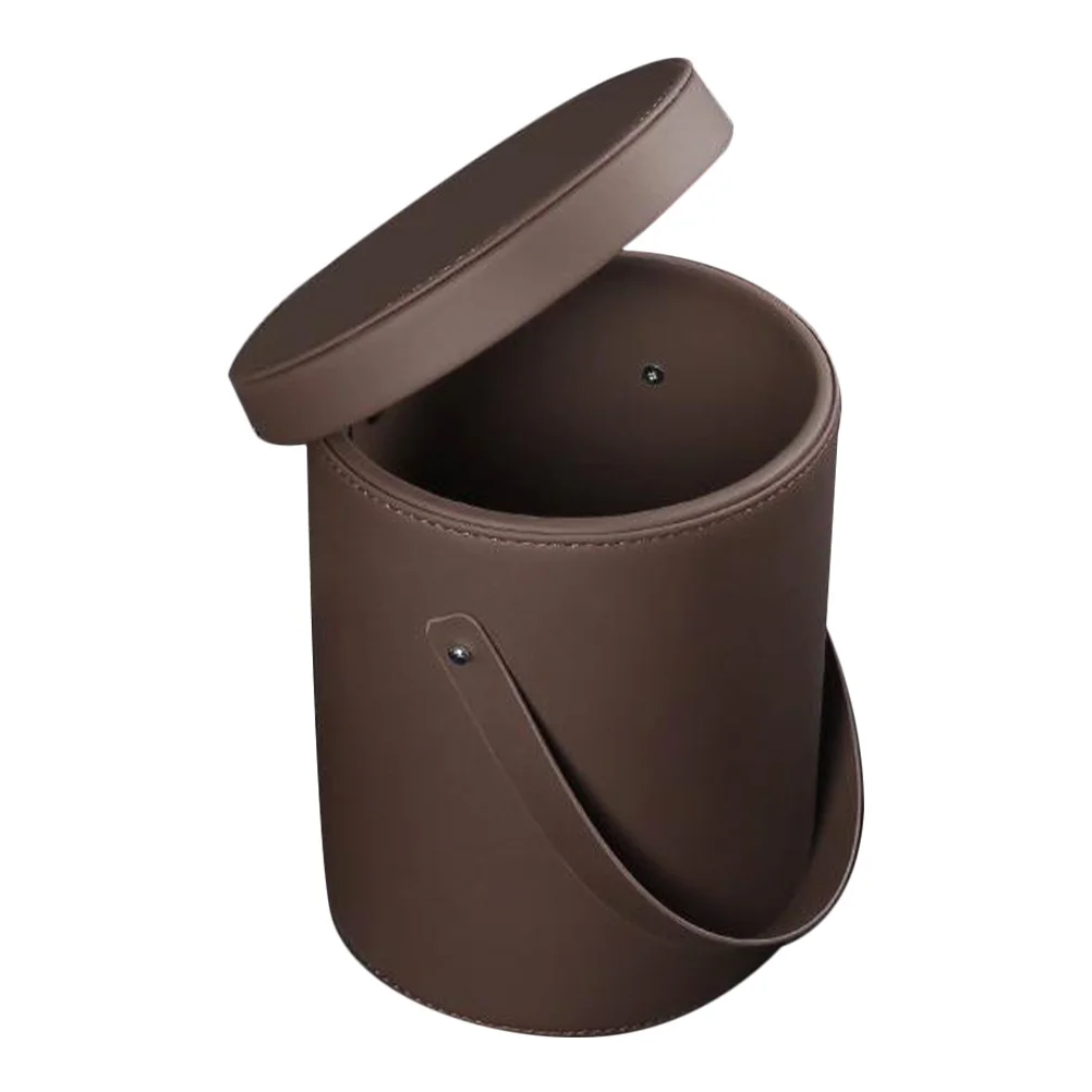 

PU Car Trash Can Portable Auto Garbage Bin with Lid Vehicle Waste Container Hanging Collapsible Car Trash Can for Clean Interior