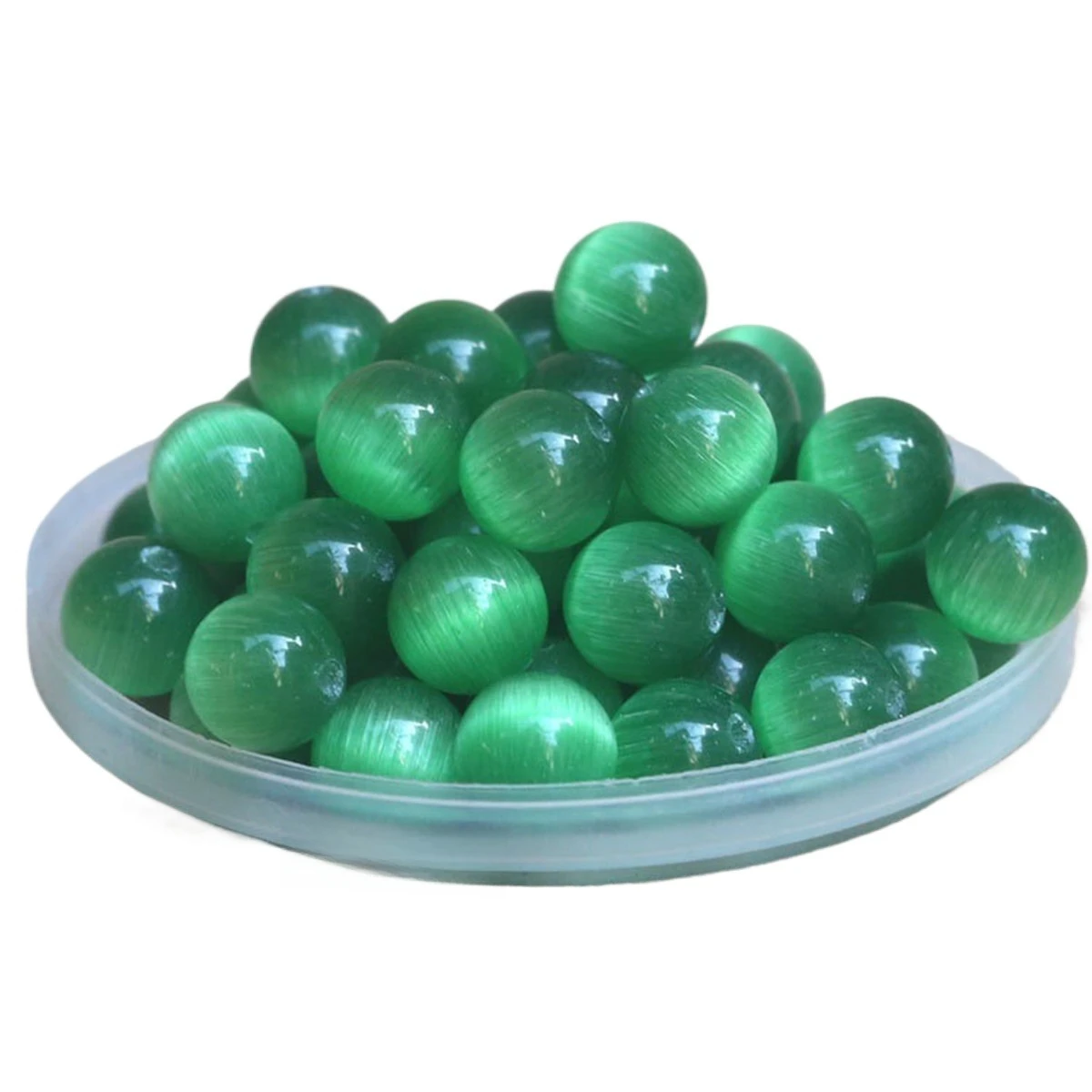 60 pcs Beautiful Colorful Glass Cat Eye Stone Round Beads Loose Gemstone Dyed and Enhanced Multi Colors to Choose