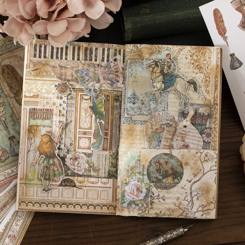 25Pcs Alice Garden Scrapbooking Stickers Book Vintage Background Collage Diary Album Decoration Junk Journal Material Sticker