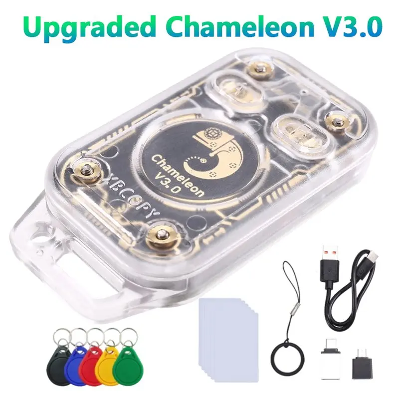 B04C-Chameleon V3.0 RFID Smart Chip Reader Emulator 125K 13.56Mhz ID IC Tag Copyer Read Writer +6XCUID Card/5XUID Keychain