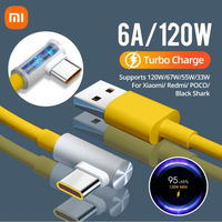 Original Xiaomi 120W 6A Usb Type C Game Fast Charging Cable 90 Degree Elbow For Mi 12 11 10 9 Poco X5 Redmi Note 12 Pro + Tipo