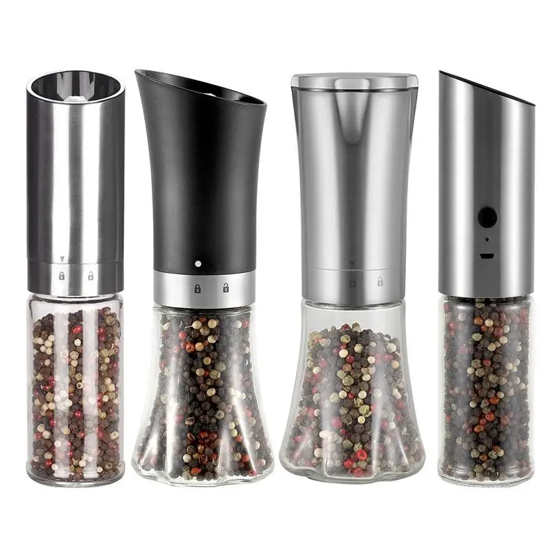 Electric Salt Pepper Grinder Refillable Adjustable Coarseness Pepper Mill Automatic LED Light Easy Operation kitchen Accessories