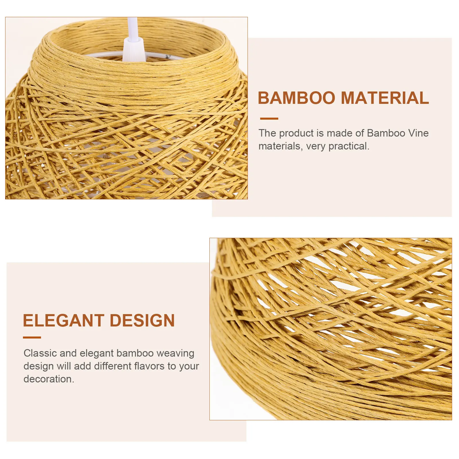 Retro Bamboo Chandelier Creative Woven Rattan Hanging Ceiling Light Ideal for Home Decoration Housewarming Gift Bamboo