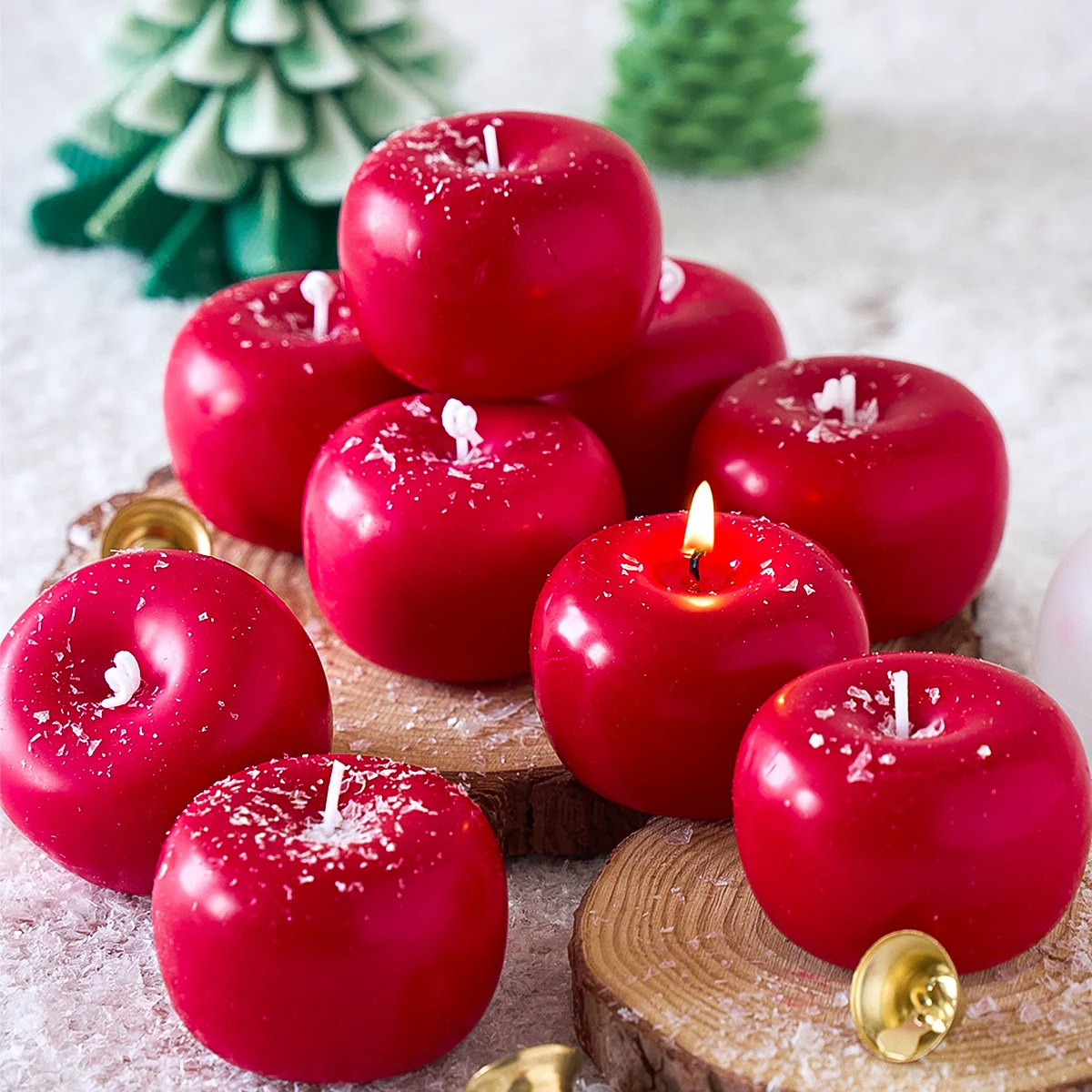 Christmas Apple Silicone Candle Mold DIY Simulation Apple-Shaped Scented Candles Soap Molds Plaster Resin Craft Making Home Deco