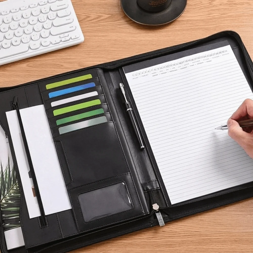 A4 PU Document Folder with Zipper description 2