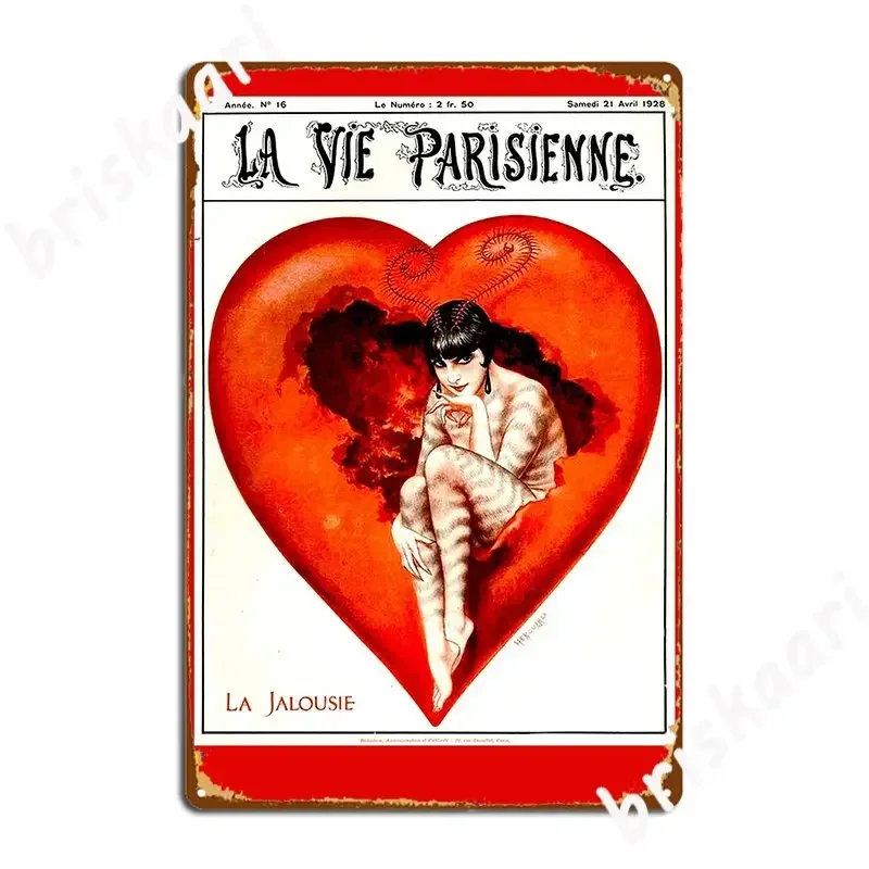 La Vie Parisienne Vintage 1928, cartel de Metal con estampado publicitario, placas de diseño para el salón, carteles de estaño para el hogar y el Club