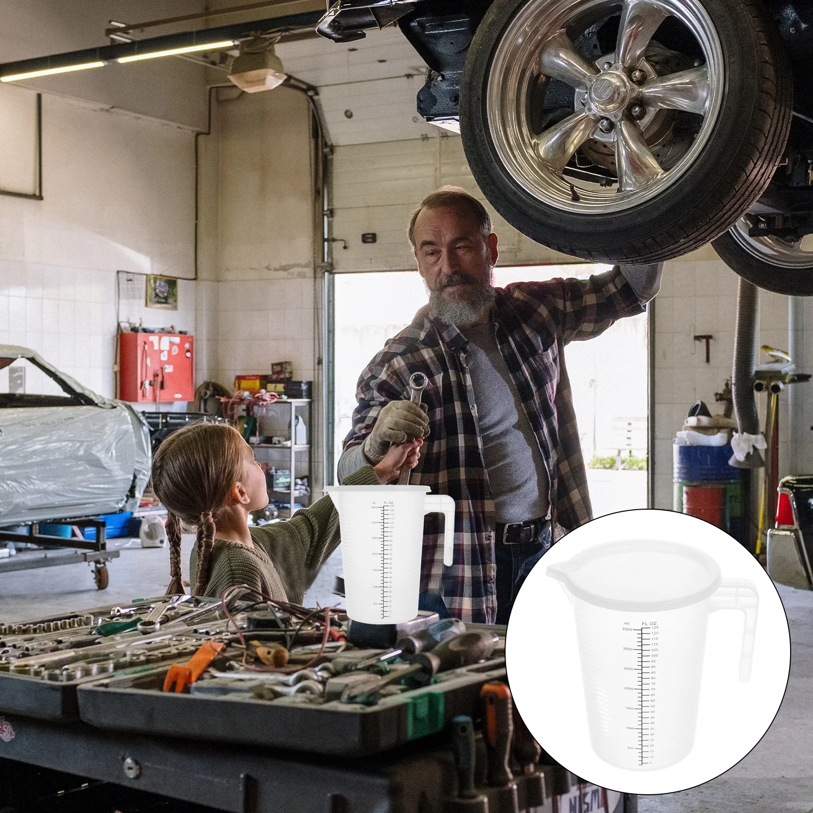 

3500Ml Oil Measuring Cup Plastic Large Capacity Liquid Measuring Container For Motor Oil Transmission Tea Graduated