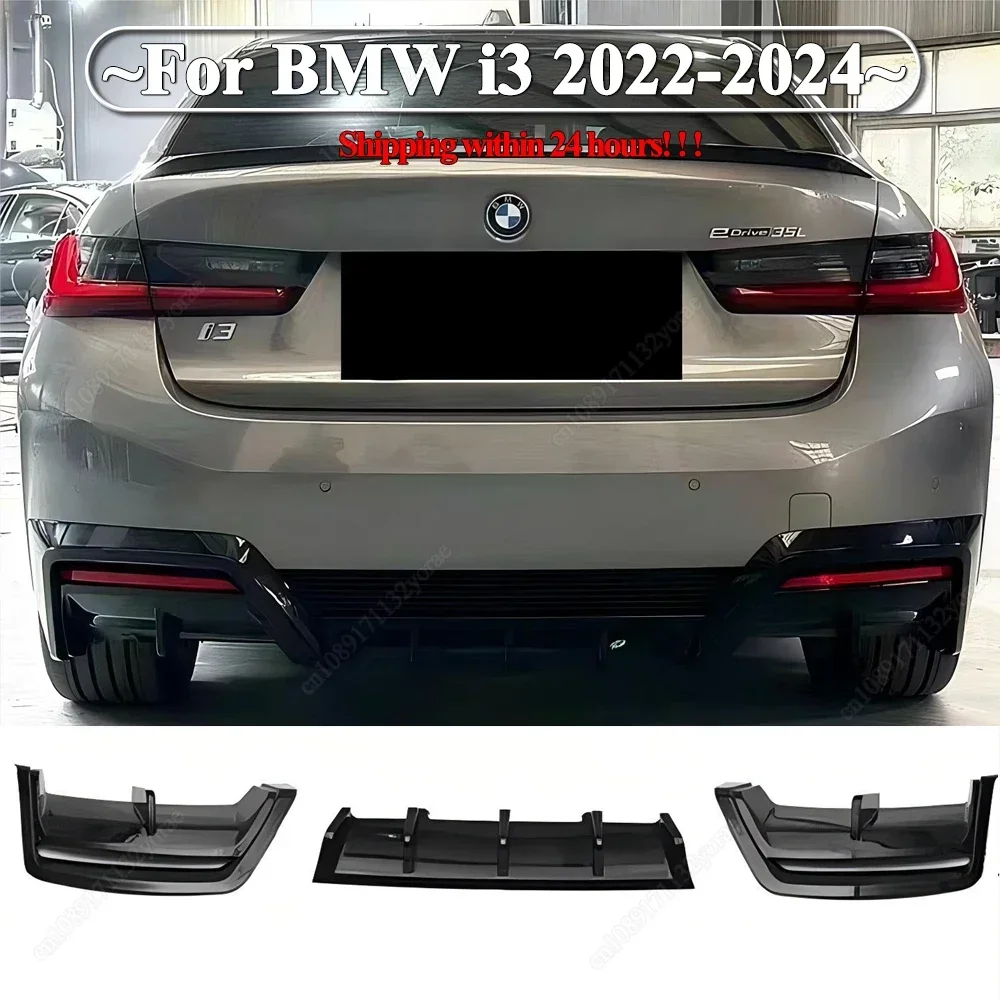 

3PCS For BMW i3 2022 2023 2024 Car Rear Bumper Diffuser Splitters Spoiler Plate Lip Protector Cover Body Kits Gloss Black Tuning