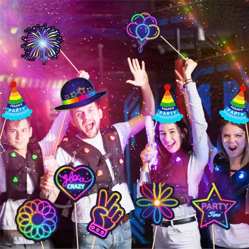 ชุดอุปกรณ์ตกแต่งงานปาร์ตี้ธีมเรืองแสง AT16 125 ชิ้น อุปกรณ์ประกอบฉากถ่ายภาพเรืองแสง ของตกแต่งงานวันเกิด