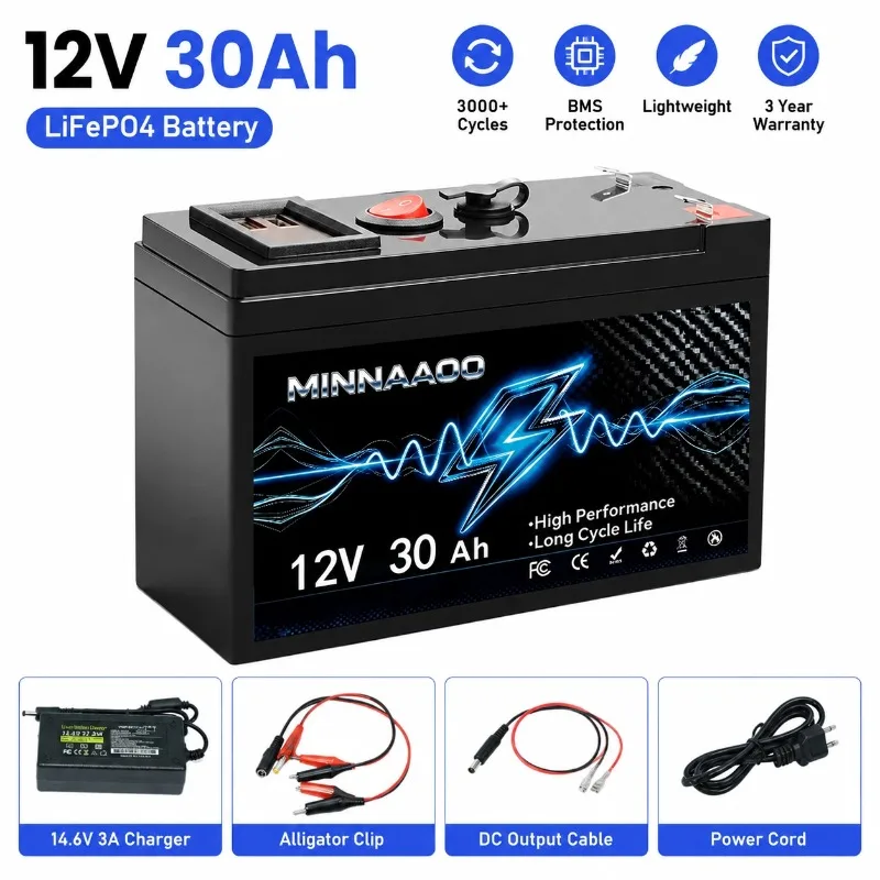 12V 50Ah 21700 Lithium Battery Pack With LED Power Display BMS For Sprayer Solar Storage Camping Backup Power