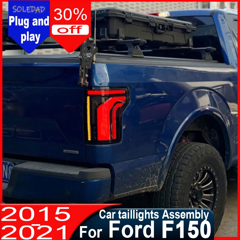 Plug and play Car Rear Taillight Assembly for Ford F150 2015-2021 Led Tail Lamps Dynamic Animation for Ford F150 Base Model