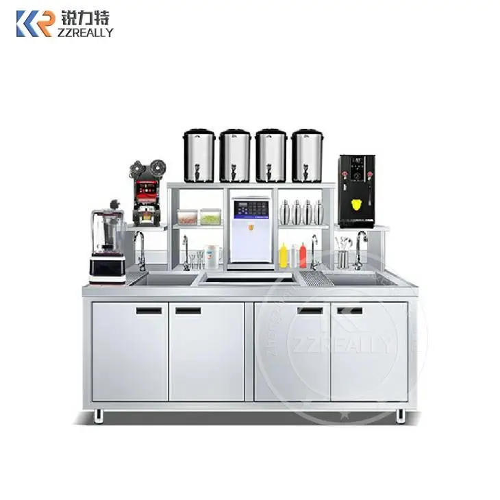 Customized Milk Tea Shop Working Table Bubble Tea Counter