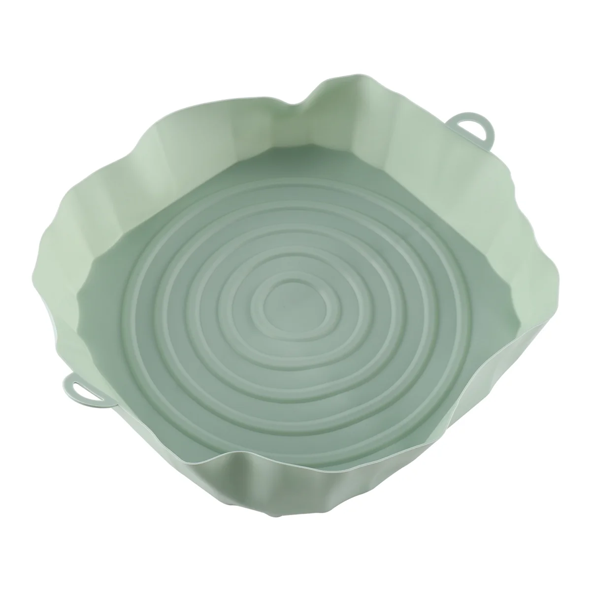 แผ่นรองหม้อทอดไร้น้ำมันขนาด20ซม. สำหรับอบในเตาถาดไก่ทอดหม้อซิลิโคนลมสำหรับเปลี่ยนทรงกลมสีเขียวกะทะย่าง