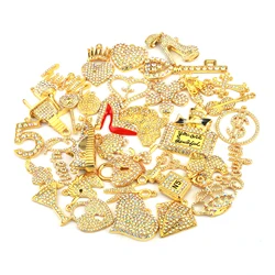 35pcs Colorful Rhinestone Gold Plated Mixed Girl Charms Picked at Random Fit for Women's DIY Jewelry Accessories